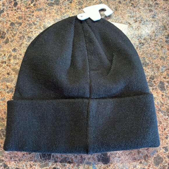 NWT Michael Kors Knit Beanie Hat Warm One Size Black Dark Gray Embroidered Logo - Picture 2 of 5